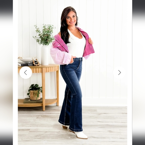 Risen High Rise  Back Knee Seamed Flare Long - Picture 2 of 8